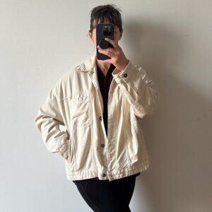 FREE PEOPLE Opal Swing Denim Jacket Cream Ecru